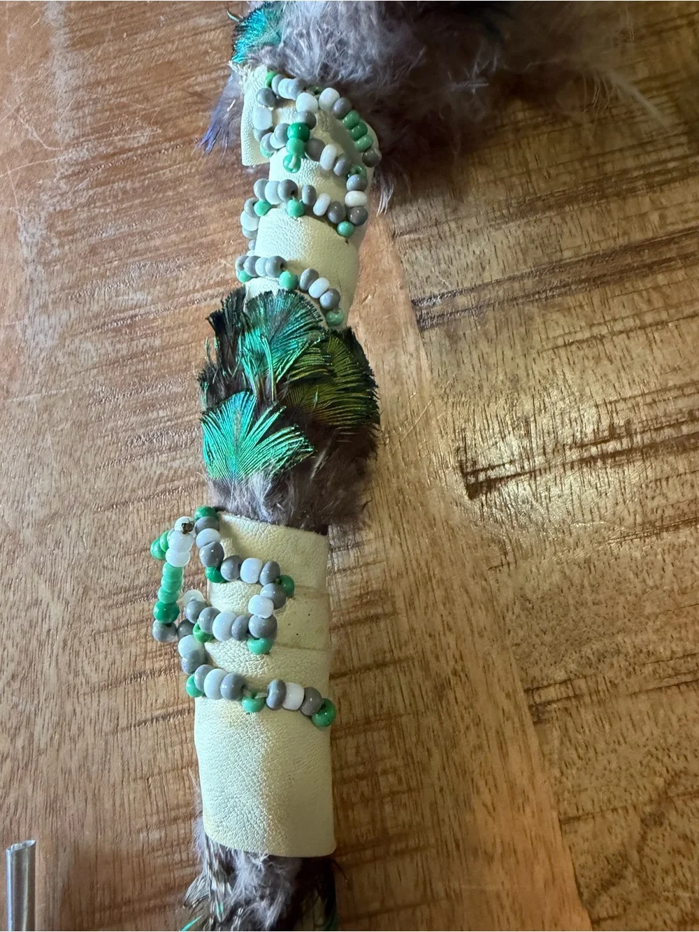 Handmade Beaded Shaman Smudge Feather